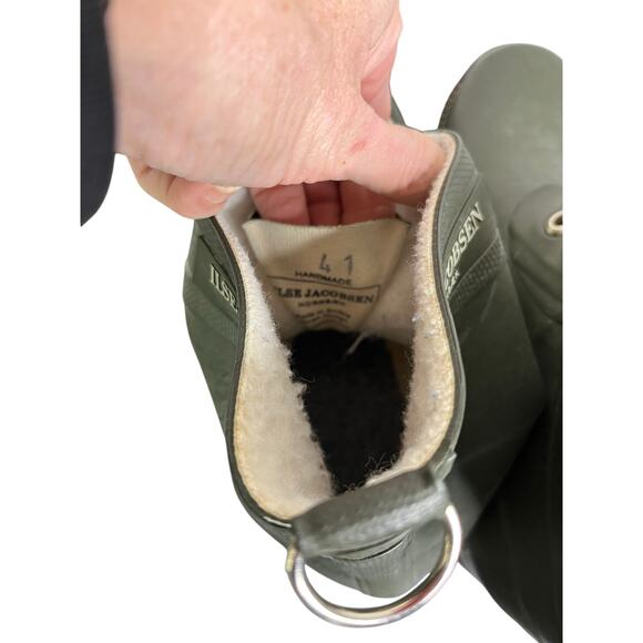 ILse Jacobsen Hornbaek Rain Boots Rubber Womens 41 Army Green Lace-Up Waterproof - Picture 2 of 9